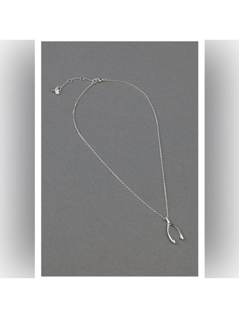 Lucky Brand Silver Wish Bone Pendant Necklace